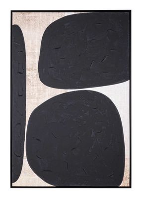 Bild Hot Stone aus Gewebedruck und MDF, modern, schwarz, rechteckig, 82x122 cm,