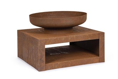 Feuerschale Efesto aus hitzebeständigem Stahl, modernes Design, rostbraun, 70 cm