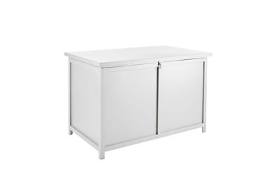 Gartentruhe Hide von Brafab aus Aluminium, modern, weiß, 125x75 cm, Deckel mit