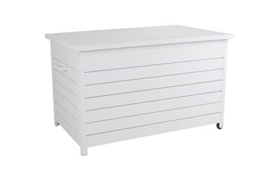 Gartentruhe Gäster Small von Brafab aus Aluminium, modern, weiß, mit Rädern und