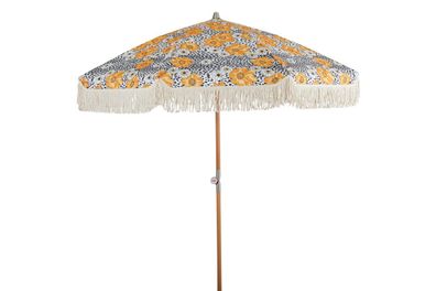 Sonnenschirm Gatsby aus Buchenholz, klappbar mit Blumenmuster, rund, Ø 185 cm,