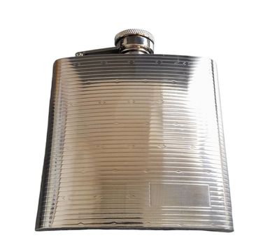 Herbertz Flachmann, Streifenmuster mit Rauten, 6oz / 180 ml, silber