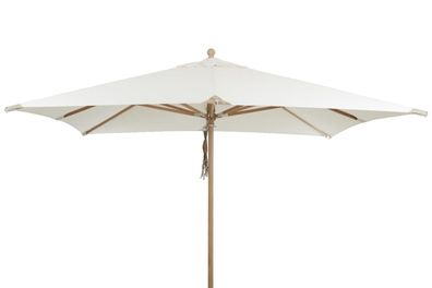 Sonnenschirm Como aus Buchenholz und Polyester, modern skandinavisch, weiß