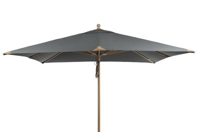 Sonnenschirm Como aus Buchenholz und Polyester, modern skandinavisch, grau, 3x3