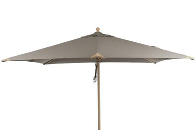 Sonnenschirm Como aus Buchenholz und Polyester, modern skandinavisch, taupe, 3x3