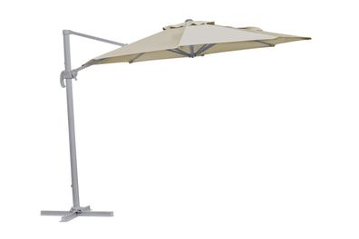Sonnenschirm Linz aus Aluminium und Polyester, modern neigbar, hellgrau beige, Ø