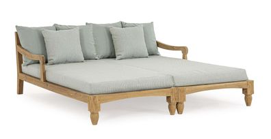 Daybed Bali aus Teakholz, modernes Design, Aqua Mint, gepolstert, (Gr. 174x206x79 cm)
