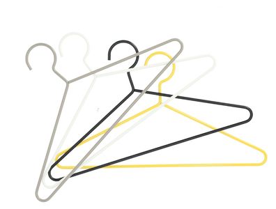 Kleiderbügel Henri 4er Set aus pulverbeschichtetem Metall, modern, Weiß,