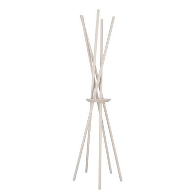 Kleiderständer Walk aus massiver Buche, modernes Design, hellgrau lackiert, von