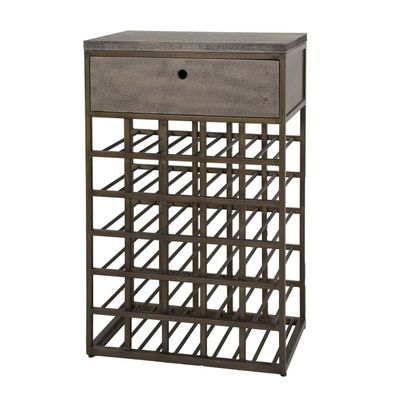 Weinschrank Dzelza Metall antike Bronze, Industrial Loft Design, 1 Schublade,