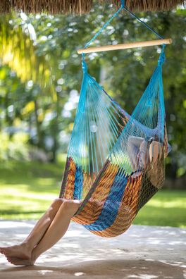 MacaMex Mexikanischer Netz-Hängesessel Multicolor Baumwolle Hängestuhl