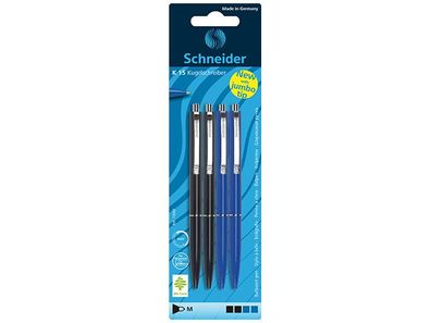 Schneider Kugelschreiber K 15 Blister 4 Stück, e 2x schwarz blau