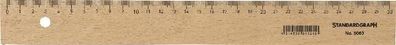 Standardgraph Holzlineal mit Stahleinlage 30 cm, aus Buchenholz, unlackiert