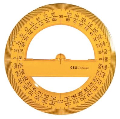 Aristo Contrast Vollkreis-Winkelmesser 360 Grad, Durchmesser 12cm, orange