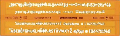 Standardgraph Schriftschablone DuoScriptFINELINER Kombi-Schablone Feinfaser/Feinminen