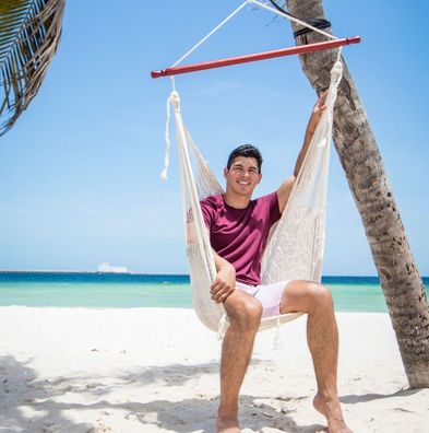 MacaMex Mexikanischer Netz-Hängesessel Deluxe natur weiß Baumwolle Hängestuhl