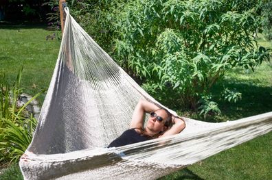 MacaMex Mexikanische Netzhängematte Mammut natur XL Baumwolle extra robust Häng