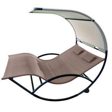 Vivere Double Chaise Rocker Aluminium - Doppel-Schaukelstuhl dunkelgrau Gartenm