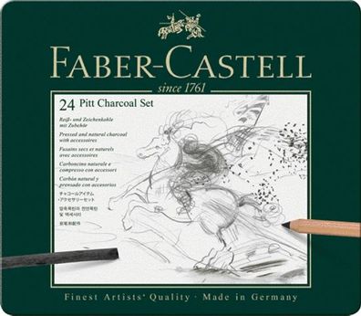 Faber Castell Kohle Charcoal Pitt Set 24-teilig
