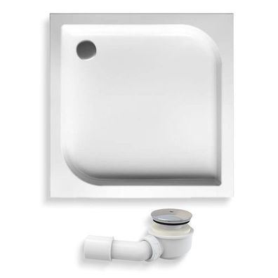 Duschwanne Quadratisch Acryl TENOR 80x80 Weiß | Ablaufgarnitur & Füße im SET!