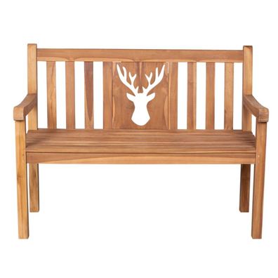 deVries Gartenbank "WOODIE" Hirsch aus Teakholz Sitzbank Garten 120 x 60 x 89 cm