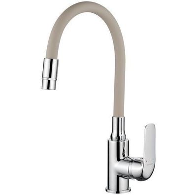 Küchenarmatur ELZA Küchenmischer mit flexiblen 2-Funktionen Auslauf Chrom-Beige