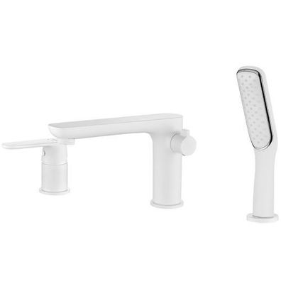 Badewannenarmatur Wasserhahn 3-Loch DIMA Wannenarmatur in Weiß wannenrandarmatur