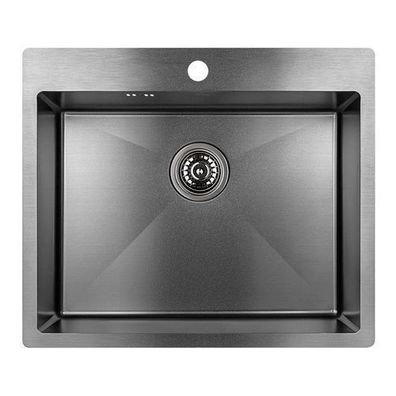 Spülbecken Einzelbecken aus Stahl Marmara 51x59 Graphit | Siphon im SET!