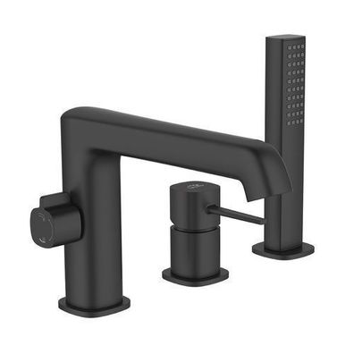 Badewannenarmatur Wasserhahn 3-Loch POLA Wannenarmatur für Badezimmer in Schwarz