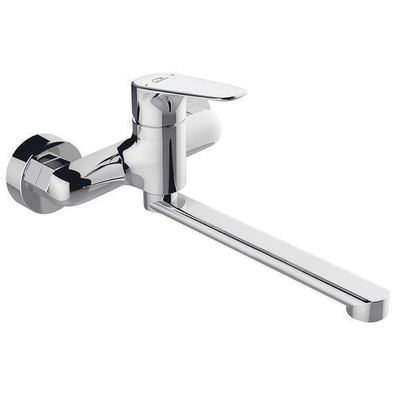 Küchenarmatur Wandmontage Wasserhahn RONDO Küchenmischer für Küche in Silber