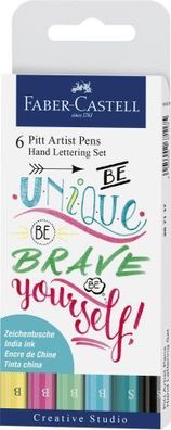 Faber Castell Tuschestift Pitt Artist Pen Lettg 6er Pastell