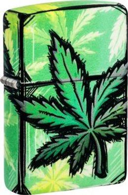 ZIPPO Benzinfeuerzeug "540° Glowing Cannabis", color Image, grün
