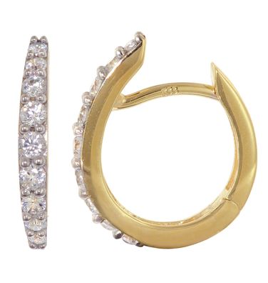 trendor Schmuck Damen-Ohrringe Gold 333/8K Klappcreolen mit Zirkonia 16 mm 21701