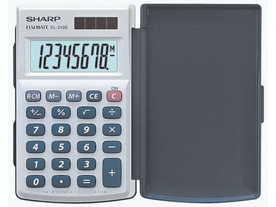 Sharp Taschenrechner EL-243 S 8 Stellen, olar/Batterie, it Klappe