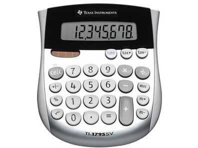 TI Tischrechner anzeigend TI-1795 SV 8 Stellen, Solar/Batterie, silber