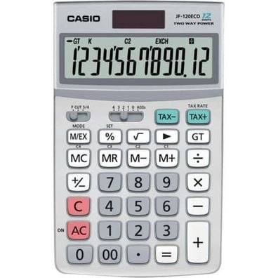 Casio Tischrechner anzeigend JF120 ECO 12 Stellen, Solar/Batterie