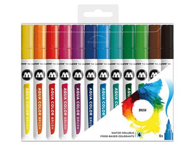 Molotow Marker AQUA COLOR BRUSH 12er Etui, Basic Set 1, sortiert