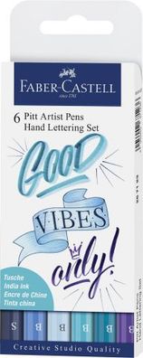 Faber Castell Tuschestift Pitt Artist Pen Lettg 6er Blautöne