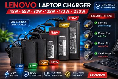 Original Lenovo Laptop Netzteil Ladegerät 65W 90W 135W 170W Slim Tip Round Tip