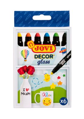 Jovi DECOR glass Wachsmalstifte 6er Schachtel, farbig sortiert