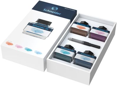 Schneider Pastell-Tintengläser Geschenkset 1 4x Tintenglas 15ml, Tintenkonverter