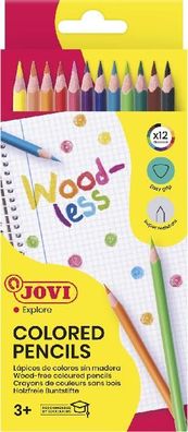 Jovi Wood-less Farbstifte ergonomic 12er Schachtel, farbig sortiert