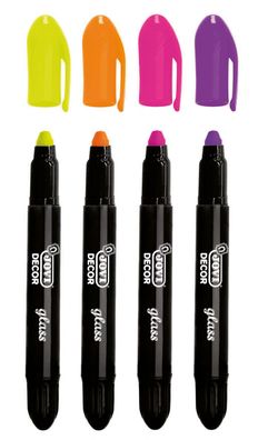 Jovi DECOR glass NEON Wachsmalstifte 4er Schachtel, Neon Farben sortiert