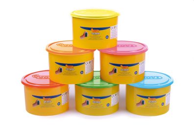 Jovi Soft Dough Blandiver Knetmasse 6er Kasten, 460g Dosen, Neon Farben