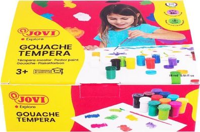 Jovi Flüssige Plakatfarbe 12er Etui, je 15ml, farbig sortiert