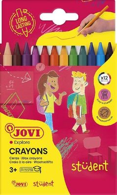 Jovi Plasticolor Plastikfarbstifte 12er Schachtel, farbig sortiert