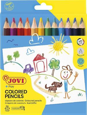 Jovi MAXI Dreikant-Stifte ergonomic 12er Schachtel, farbig sortiert
