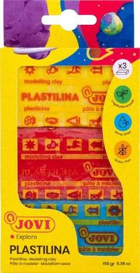 Jovi Plastilina Knetmasse 3er Blister, je 50g, sortiert