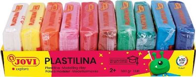 Jovi Plastilina Knetmasse 10er Schachtel, je 50g, sortiert