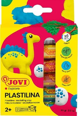 Jovi Plastilina Knetmasse 6er Schachtel, farbig sortiert